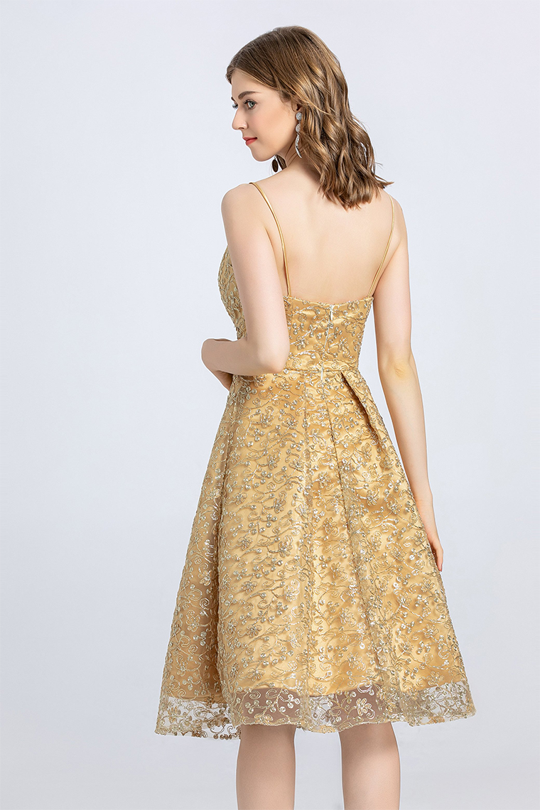 A-Line Spaghetti Straps Lace Homecoming Dresses Tori Open Back