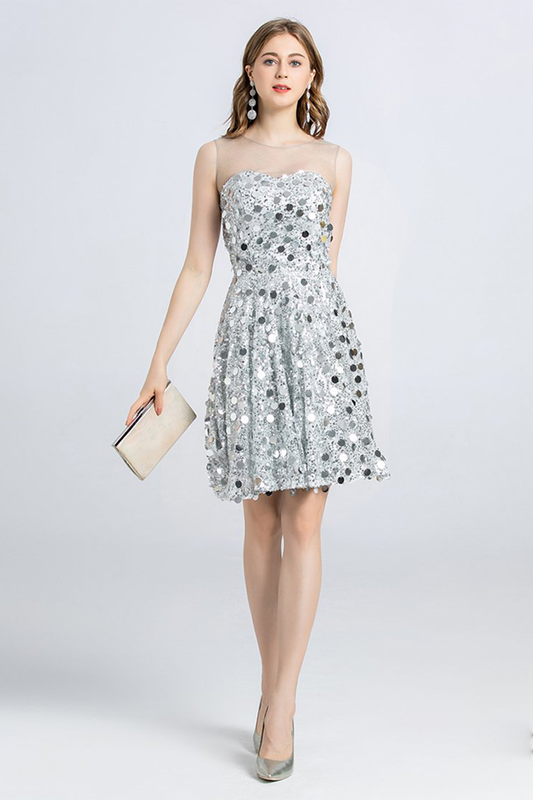 Jazlene Homecoming Dresses Lace Sleeveless Jewel Sequins Mini