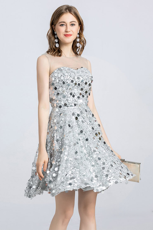 Jazlene Homecoming Dresses Lace Sleeveless Jewel Sequins Mini