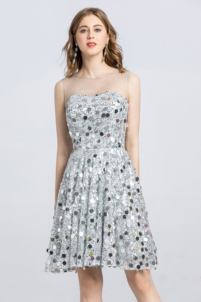 Jazlene Homecoming Dresses Lace Sleeveless Jewel Sequins Mini