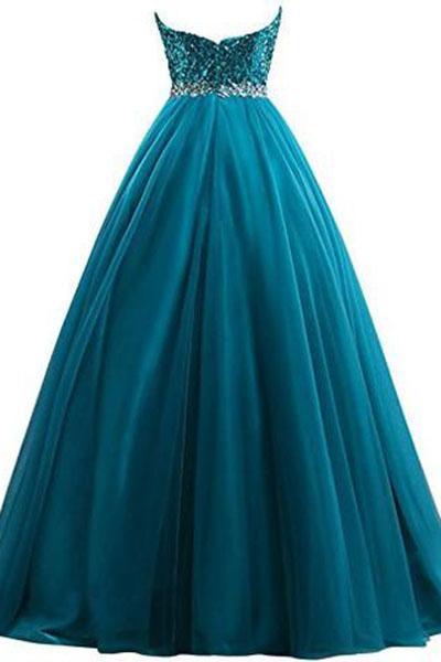 Sweet 16 Tulle Sequin Ball Gown Prom Dresses for Quinceanera RS210