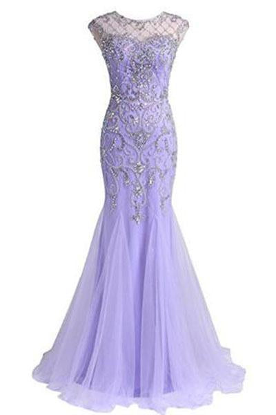 Prom Dresses A Line Beaded Bodice Open Back Party Dresses RS219