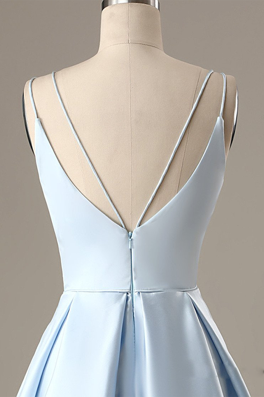 Short A-Line Double Homecoming Dresses Joanna Straps V-Neck Party Dress