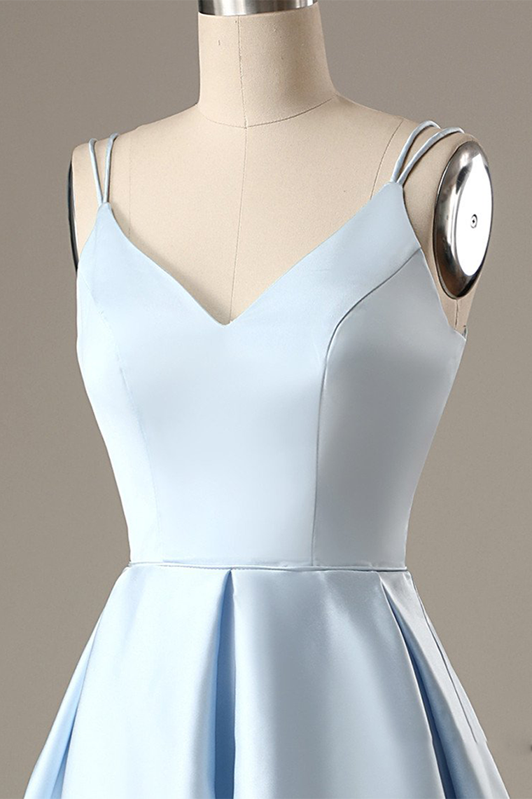 Short A-Line Double Homecoming Dresses Joanna Straps V-Neck Party Dress