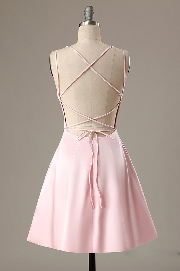 A-Line Spaghetti Straps With Lillie Homecoming Dresses Pockets