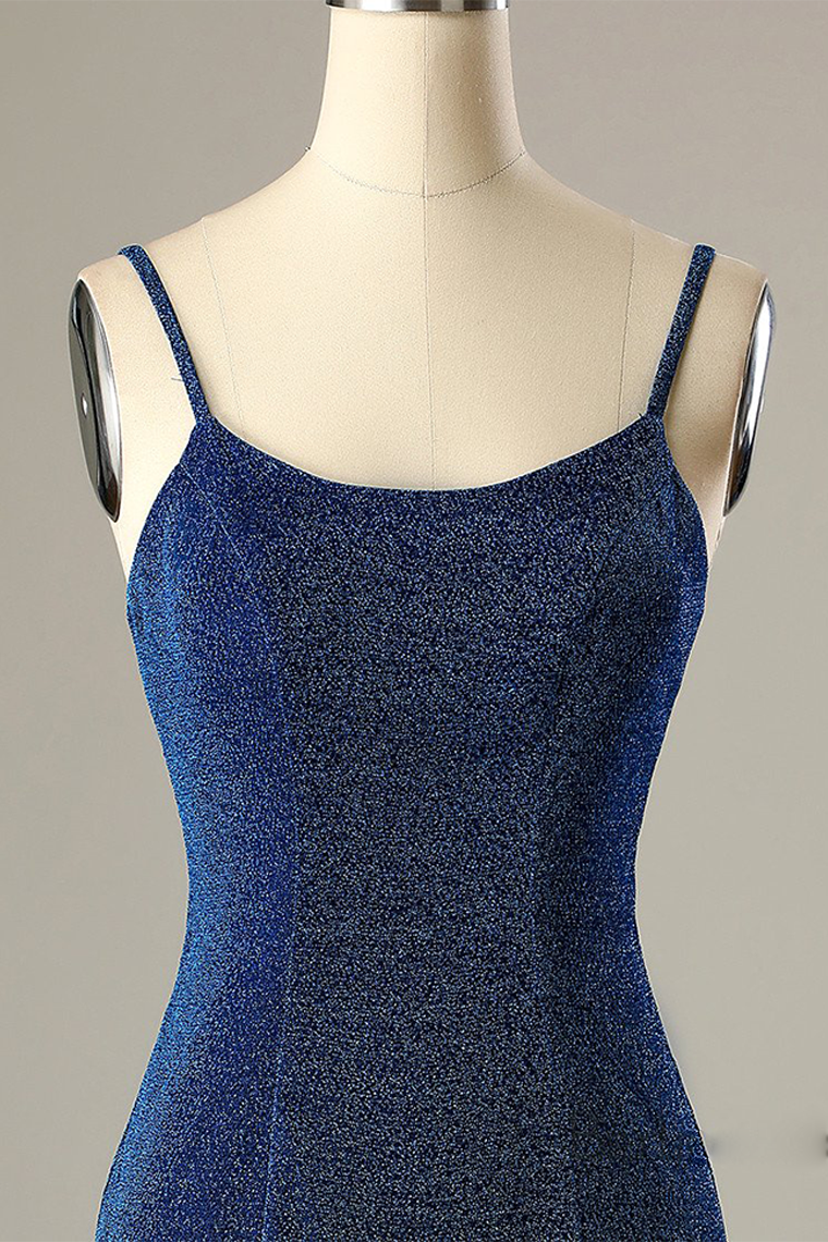 Sheath Homecoming Dresses Dalia Cocktail Short Backless Navy Blue Dress