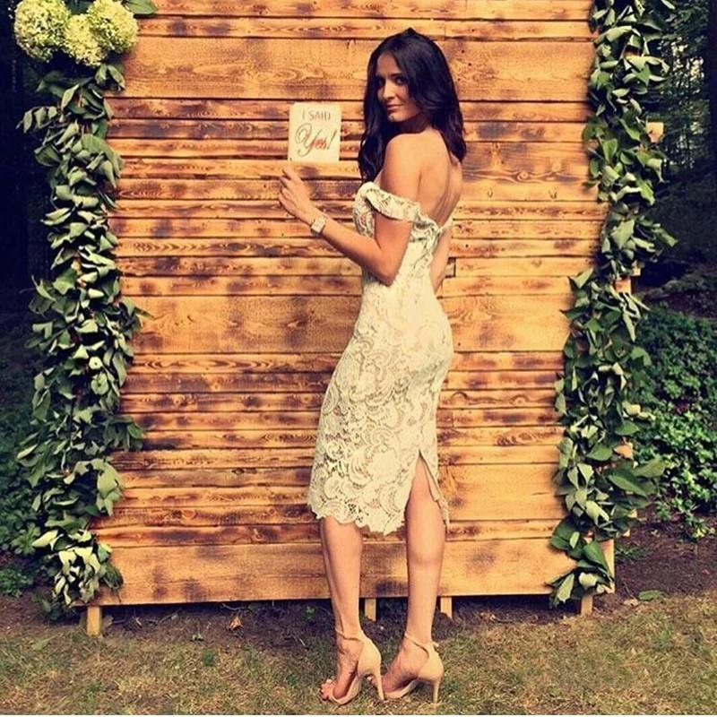 Unique Mermaid Off the Shoulder Ivory Lace Sweetheart Bridesmaid Dresses with Slit SRS15540