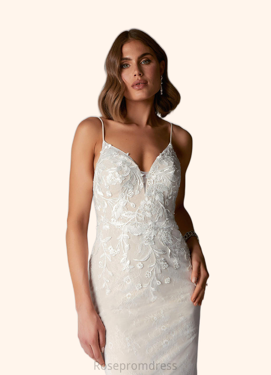 Lily A-Line Sequins Lace Chapel Train Dress SRSP0020082