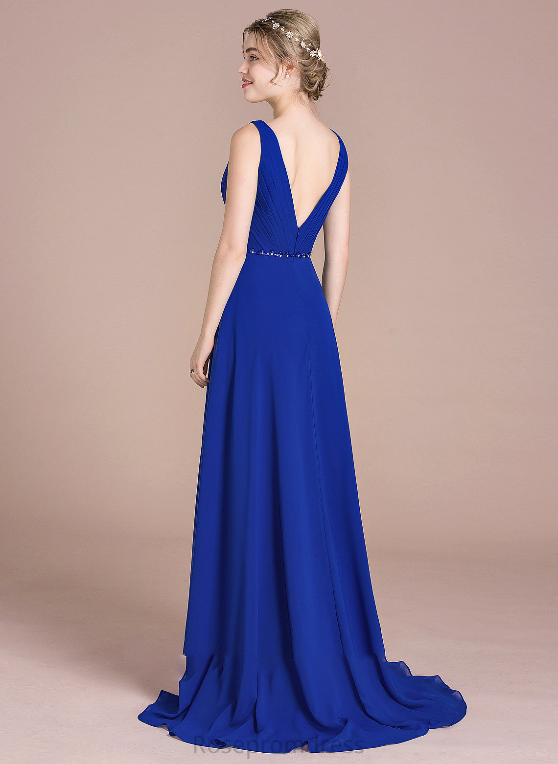 Prom Dresses Beading Chiffon Sequins Raven V-neck With A-Line Ruffle Asymmetrical