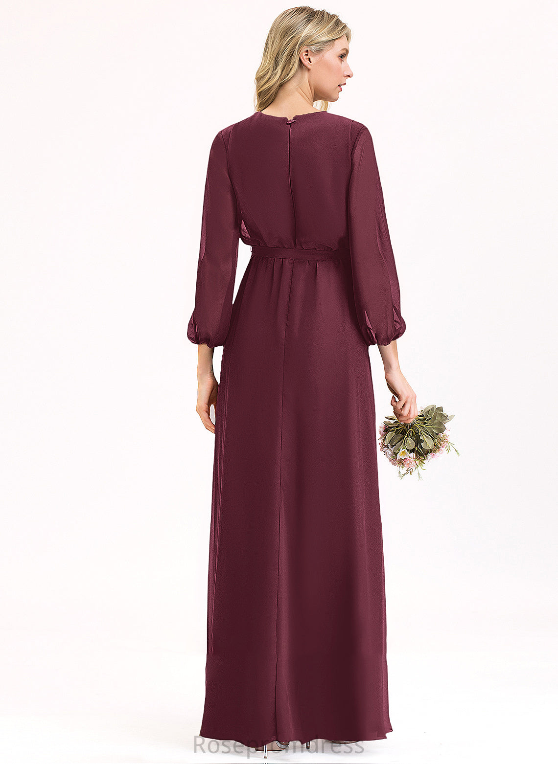 Neckline SplitFront Length Ruffle Fabric A-Line Bow(s) Floor-Length Silhouette V-neck Embellishment Katelyn Bridesmaid Dresses