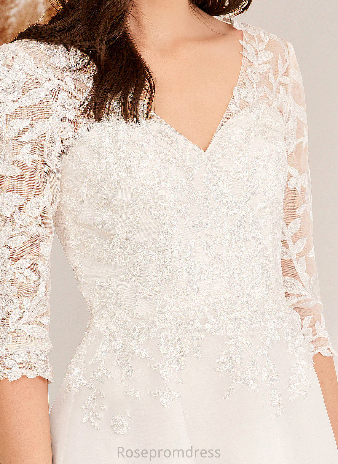 Dress Wedding Dresses Sequins With Beading Asymmetrical Samantha V-neck A-Line Wedding