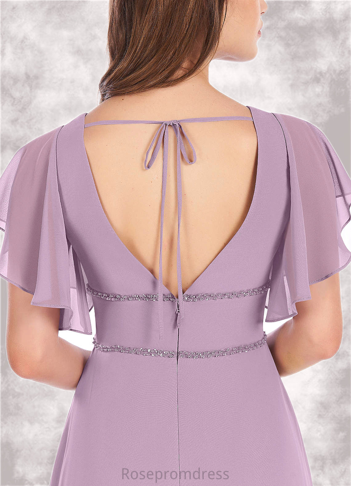 Stacy A-Line Ruched Chiffon Floor-Length Dress SRSP0019716