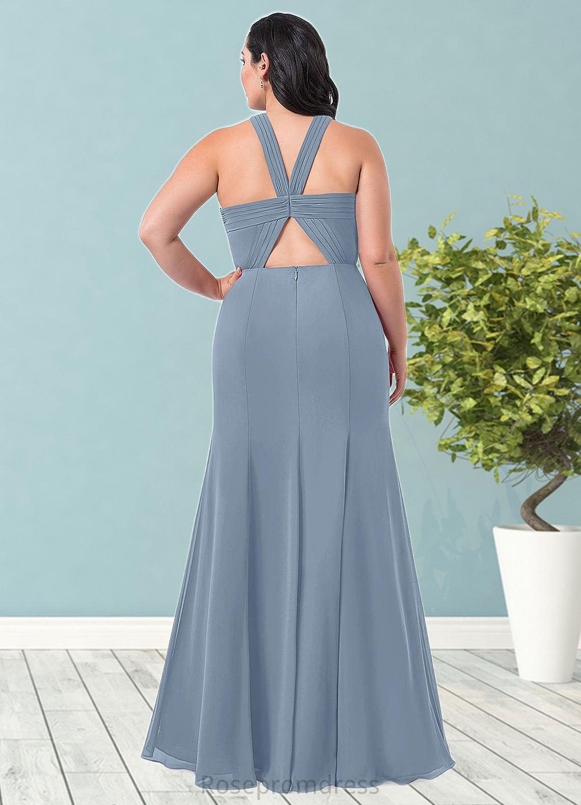 Kennedi A-Line Pleated Chiffon Floor-Length Dress SRSP0019607