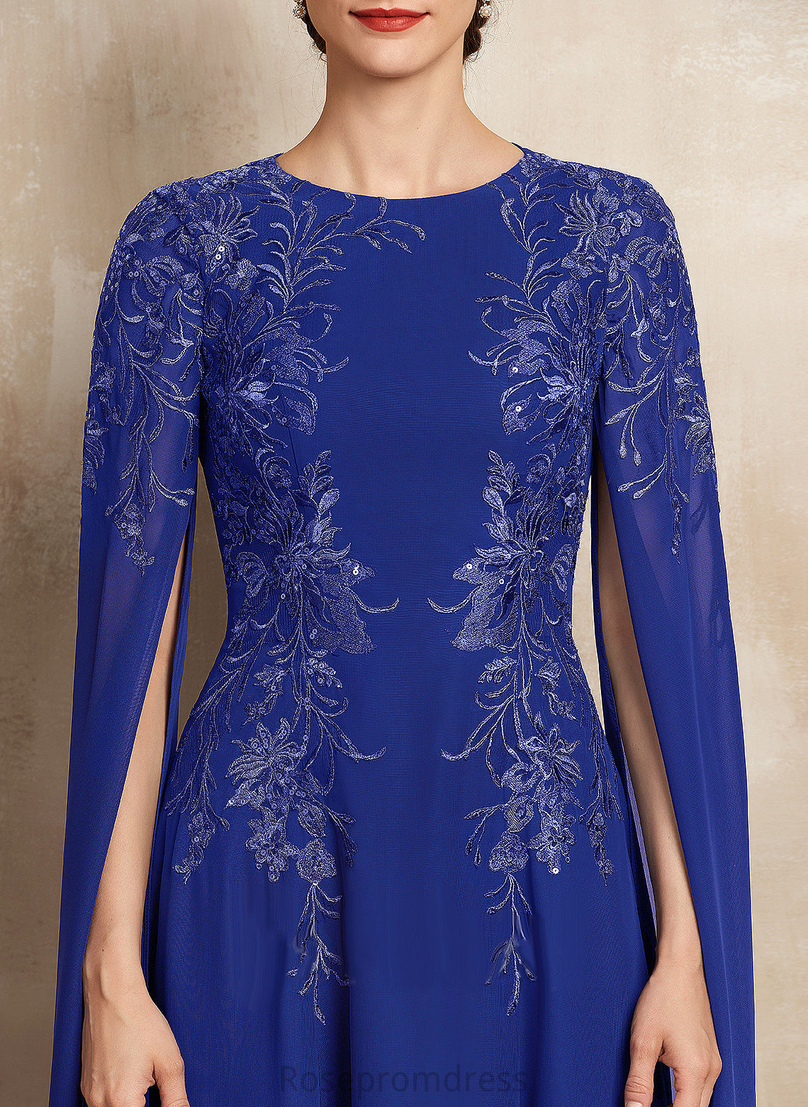 Lace With Neck Alanna the Chiffon Scoop Tea-Length Dress Sequins Mother A-Line Mother of the Bride Dresses Bride of