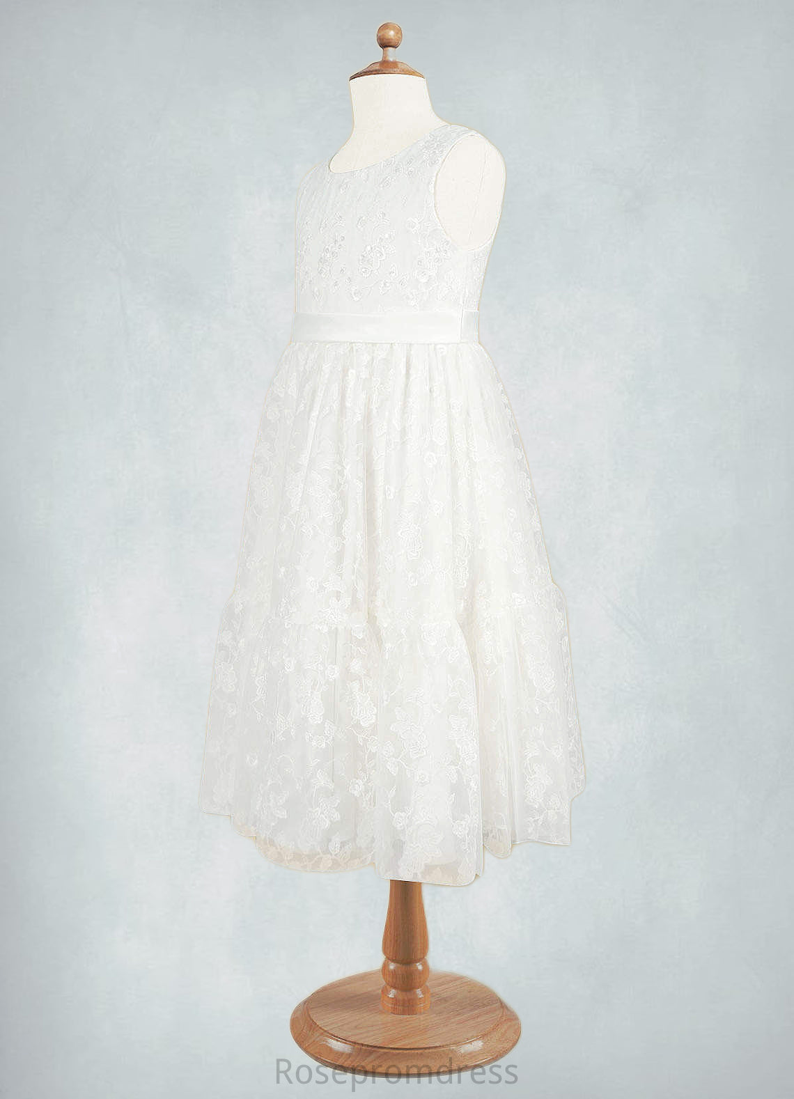 Aubrey A-Line Sequins Lace Tea-Length Dress SRSP0020244