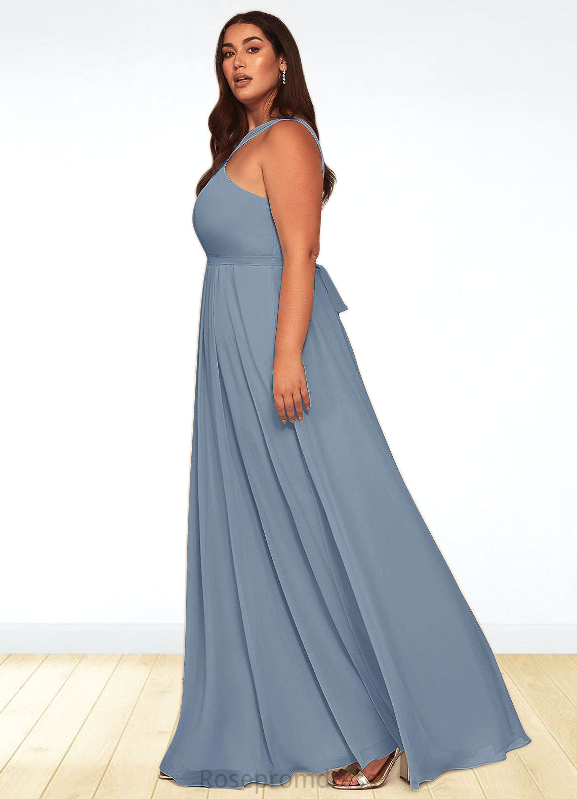 Andrea A-Line Pleated Chiffon Floor-Length Dress SRSP0019638