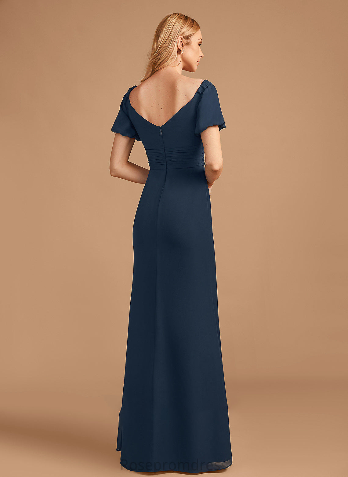 Length Floor-Length V-neck Fabric Neckline Sheath/Column Embellishment SplitFront Silhouette Jazmyn Bridesmaid Dresses