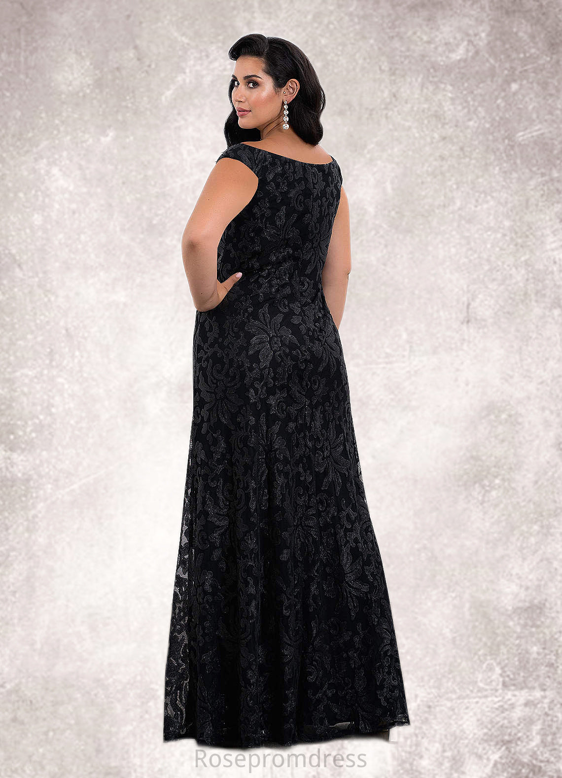Bethany A-Line Off the Shoulder Lace Floor-Length Dress SRSP0019854