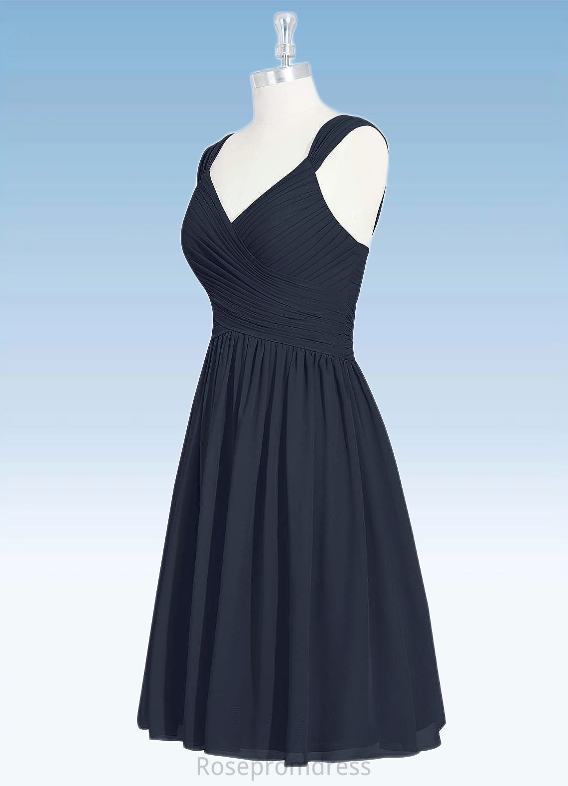 Luna A-Line Pleated Chiffon Knee-Length Dress SRSP0019668