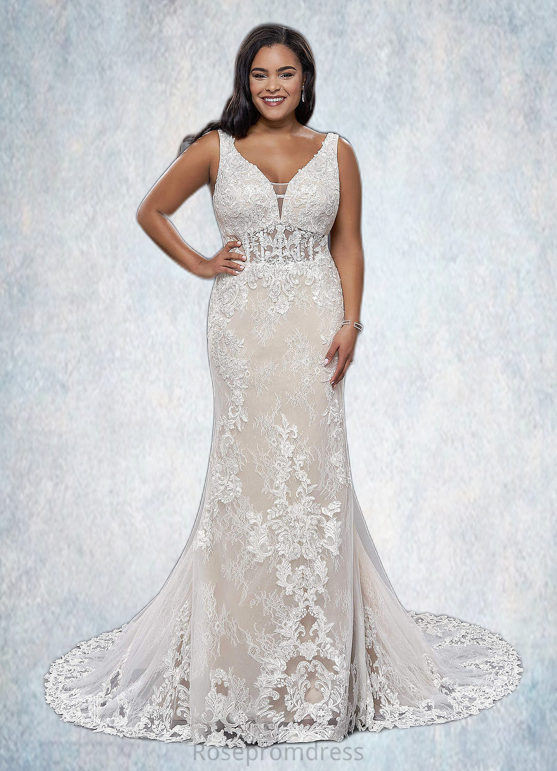 Riley Mermaid Lace Tulle Cathedral Train Dress SRSP0020074