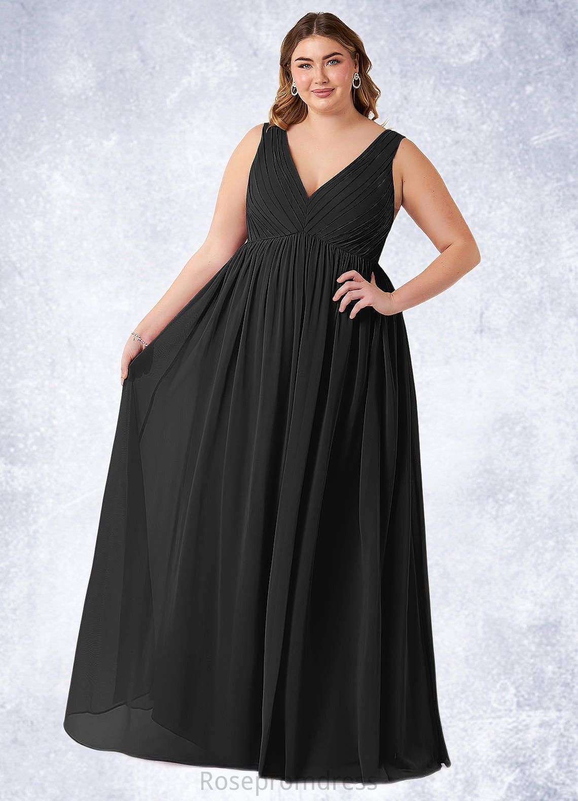 Libby A-Line Pleated Chiffon Floor-Length Dress SRSP0019618
