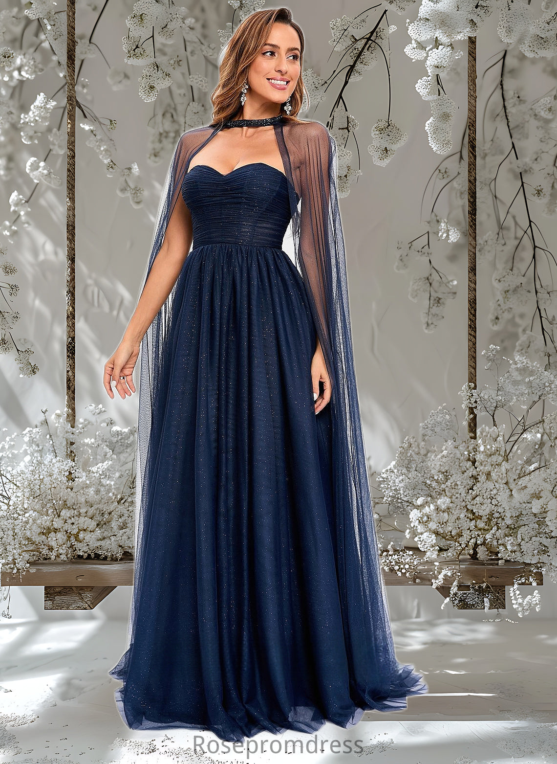 Teresa Ball-Gown/Princess Sweetheart Sweep Train Tulle Prom Dresses With Beading Sequins DSP0025848