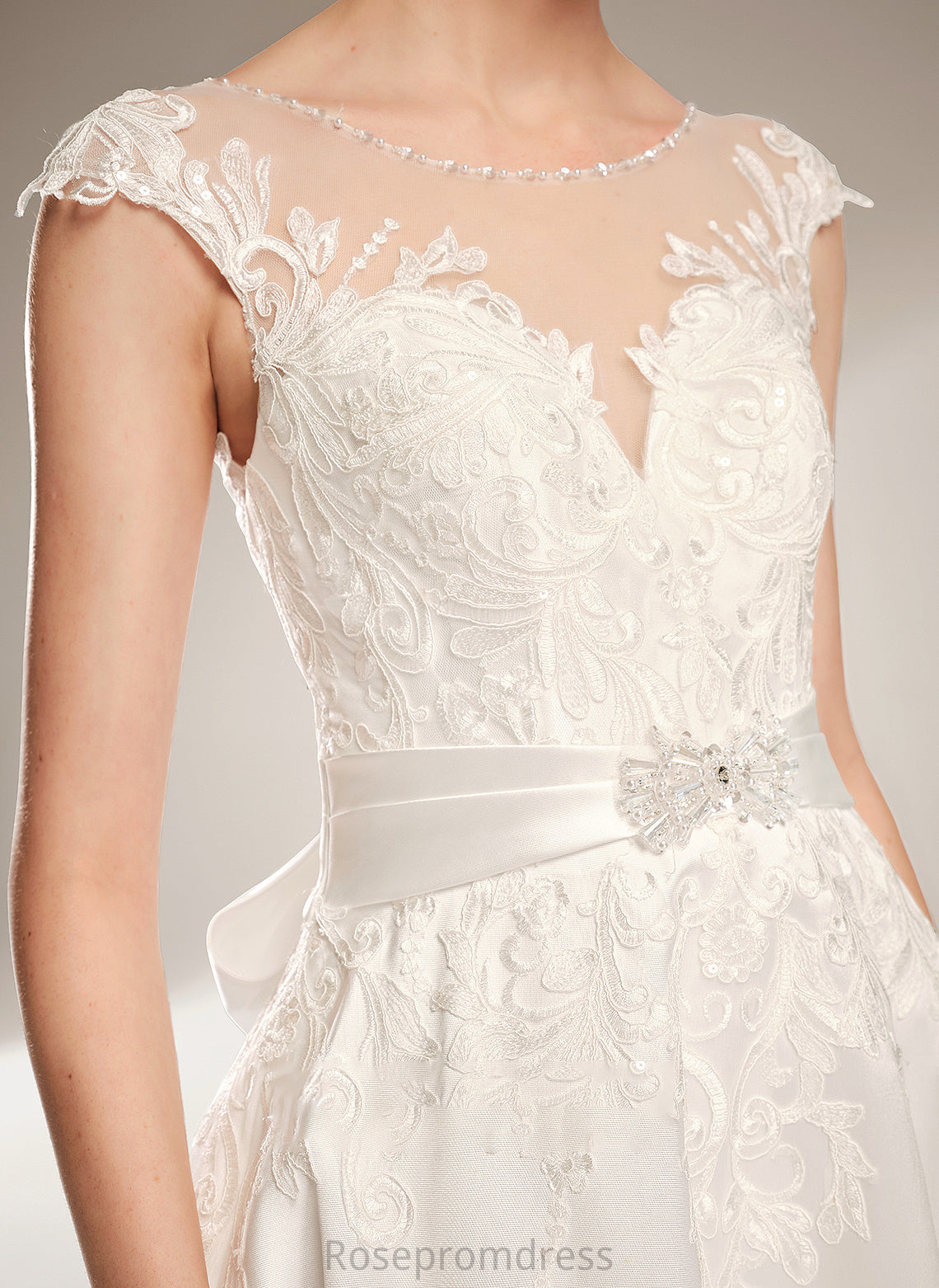 Ball-Gown/Princess With Sequins Dress Chapel Beading Train Anika Wedding Scoop Wedding Dresses Neck