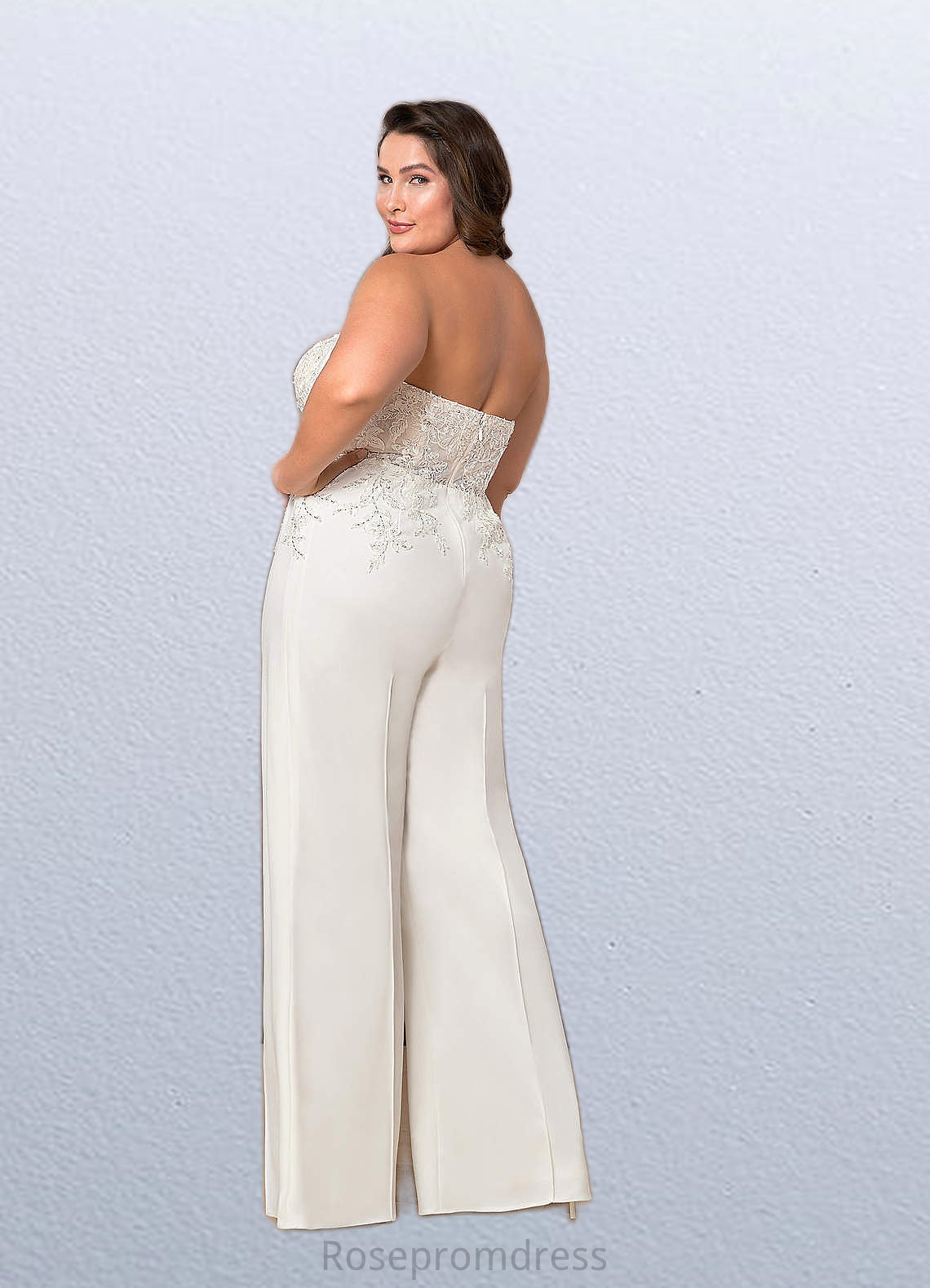 Elvira Sweetheart Neckline Lace Jumpsuit Diamond White/Champagne SRSP0020037