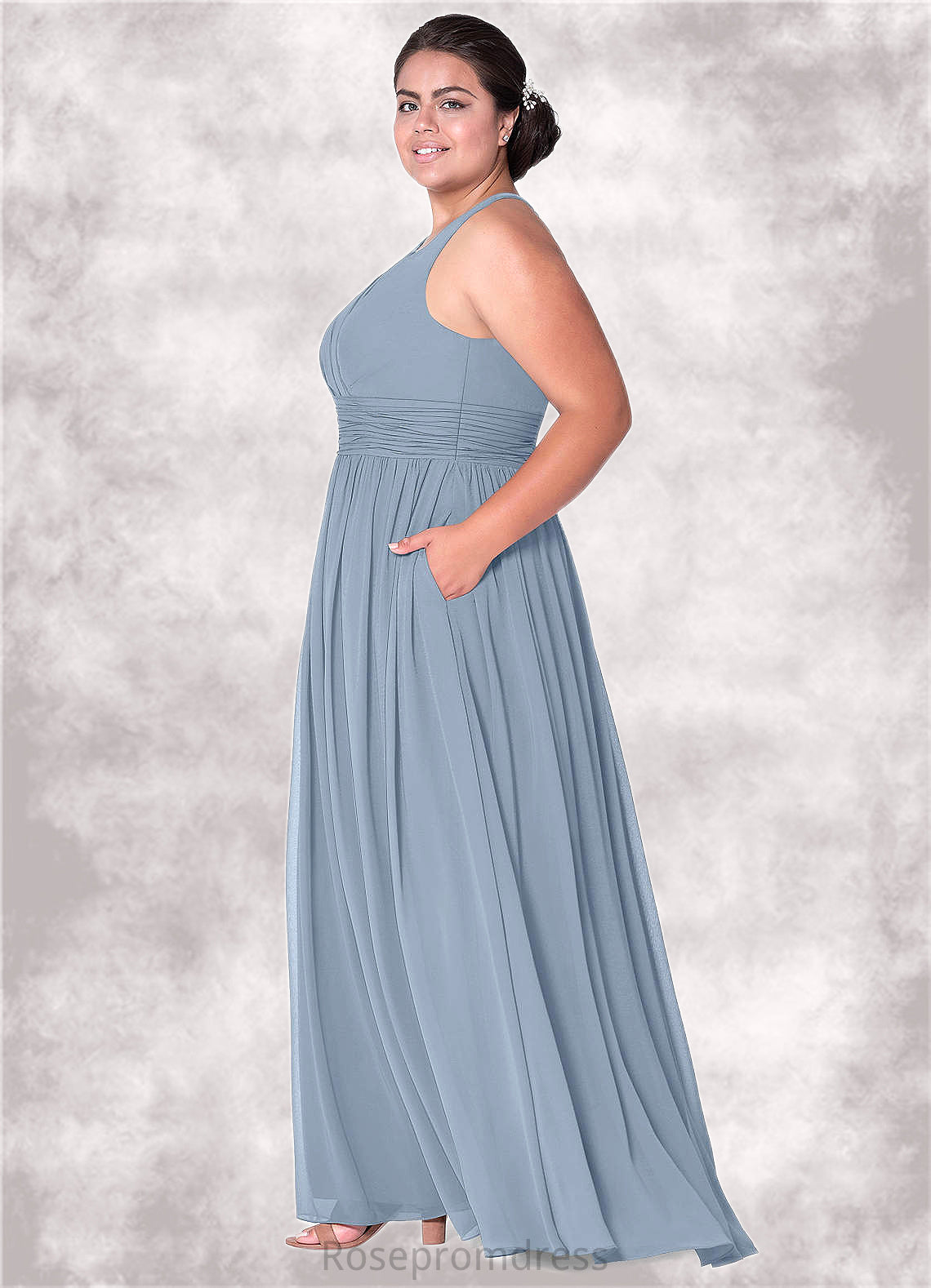 Mattie A-Line Pleated Chiffon Floor-Length Dress SRSP0019735