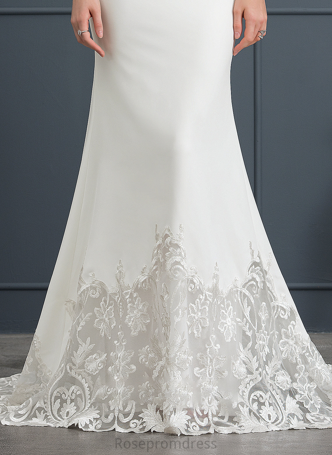 Court Trumpet/Mermaid Crepe Wedding Dresses Dress V-neck Train Stretch Wedding Addyson