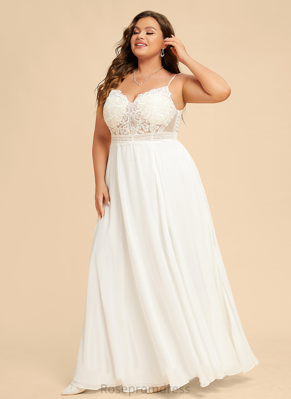 Chiffon Lace A-Line With Split Wedding Dresses Front V-neck Wedding Dress Catherine Floor-Length