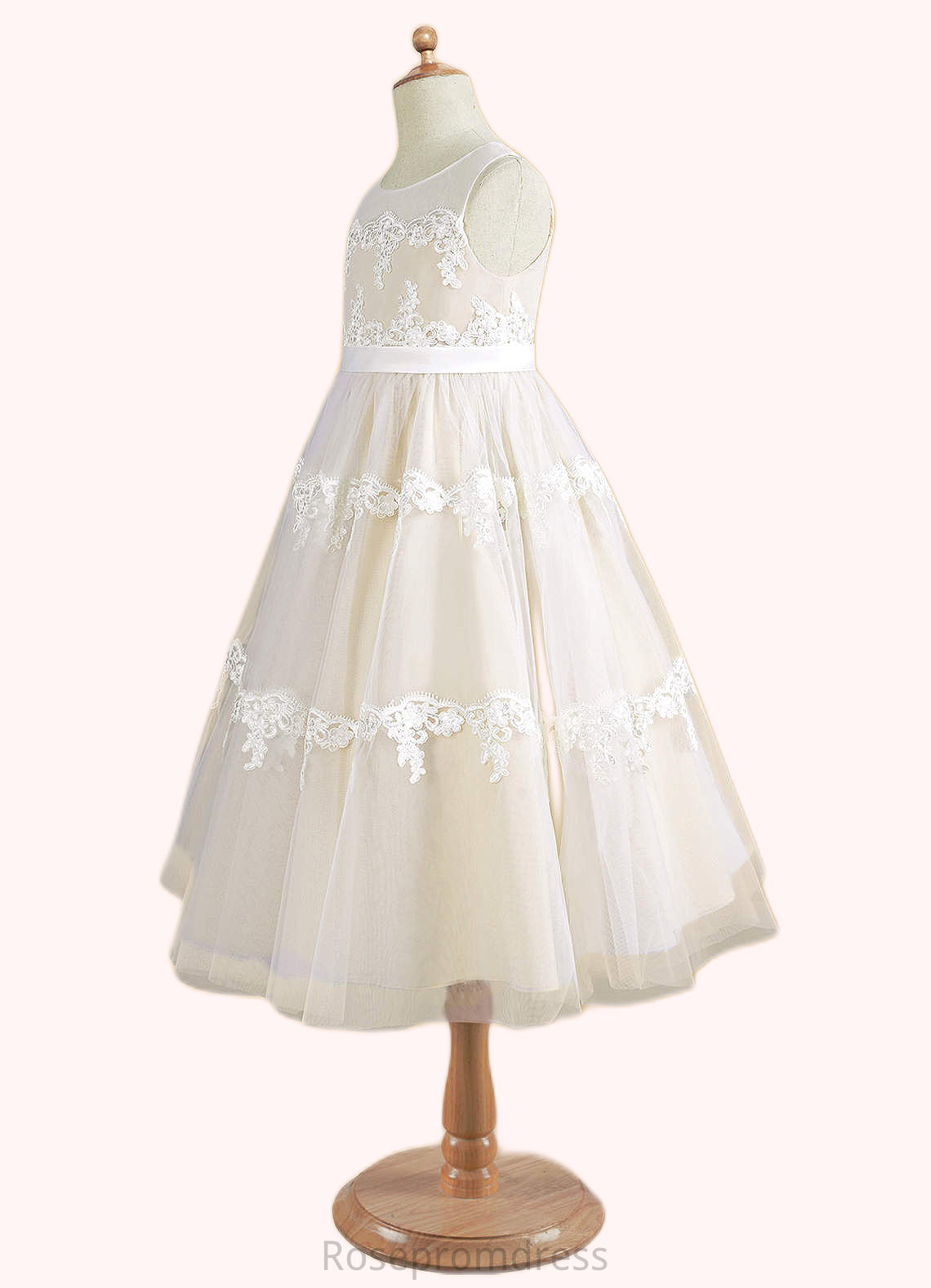 Natalie A-Line Lace Tulle Tea-Length Dress SRSP0020249