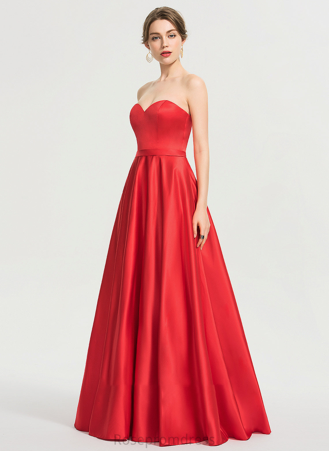 Pockets Parker Floor-Length Satin Beading Sequins Prom Dresses Sweetheart With Ball-Gown/Princess
