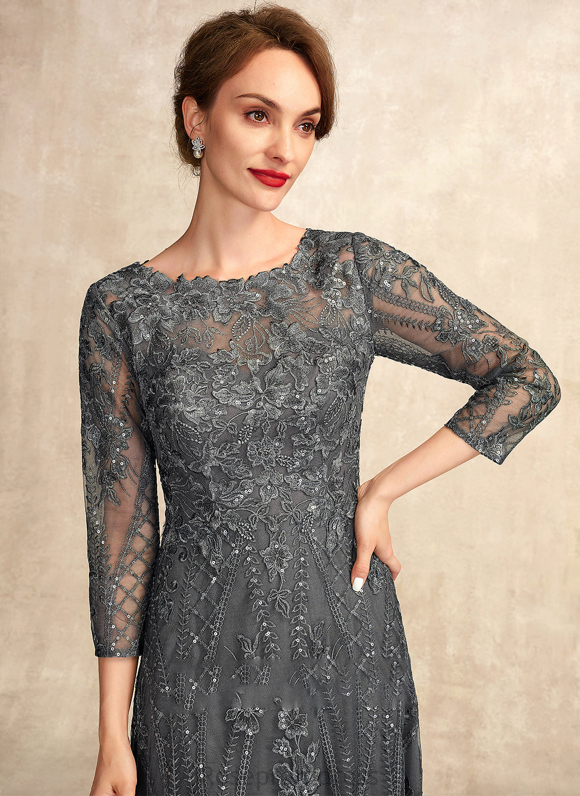 Mother of the Bride Dresses Lace Bride the Scoop of Neck Dress With Floor-Length Avah Sequins A-Line Mother
