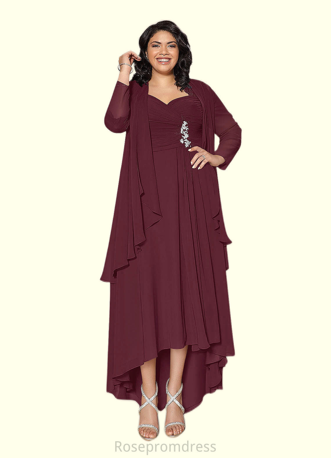 Janiya A-Line Lace Chiffon Asymmetrical Dress SRSP0019875