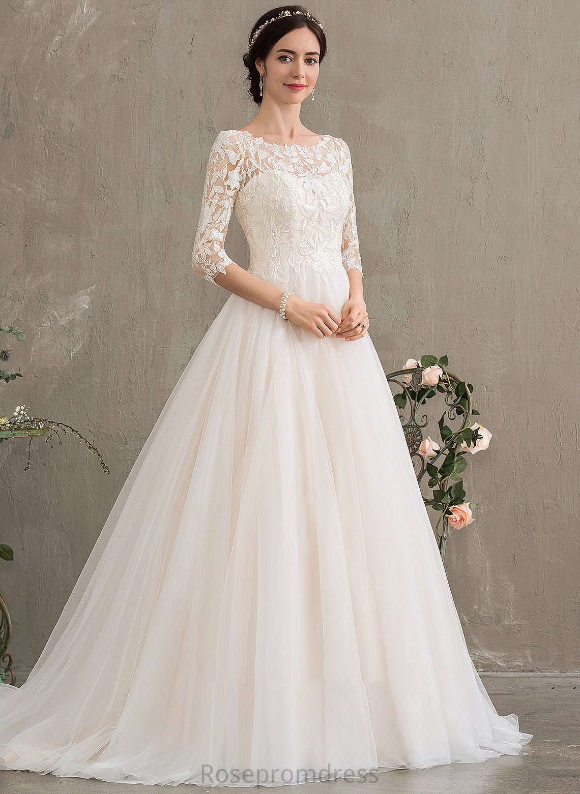 Ball-Gown/Princess Dress Neck Wedding Tulle Sequins Wedding Dresses Train With Scoop Court Lillie