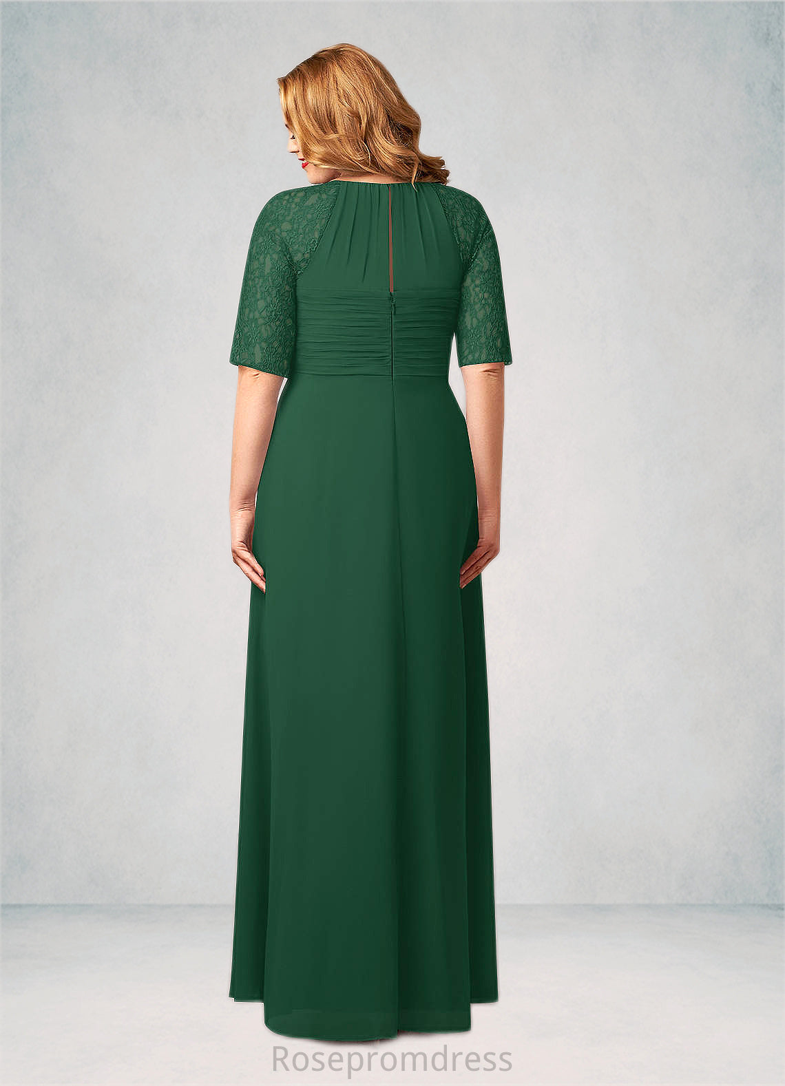 Norma A-Line Lace Chiffon Floor-Length Dress SRSP0019876