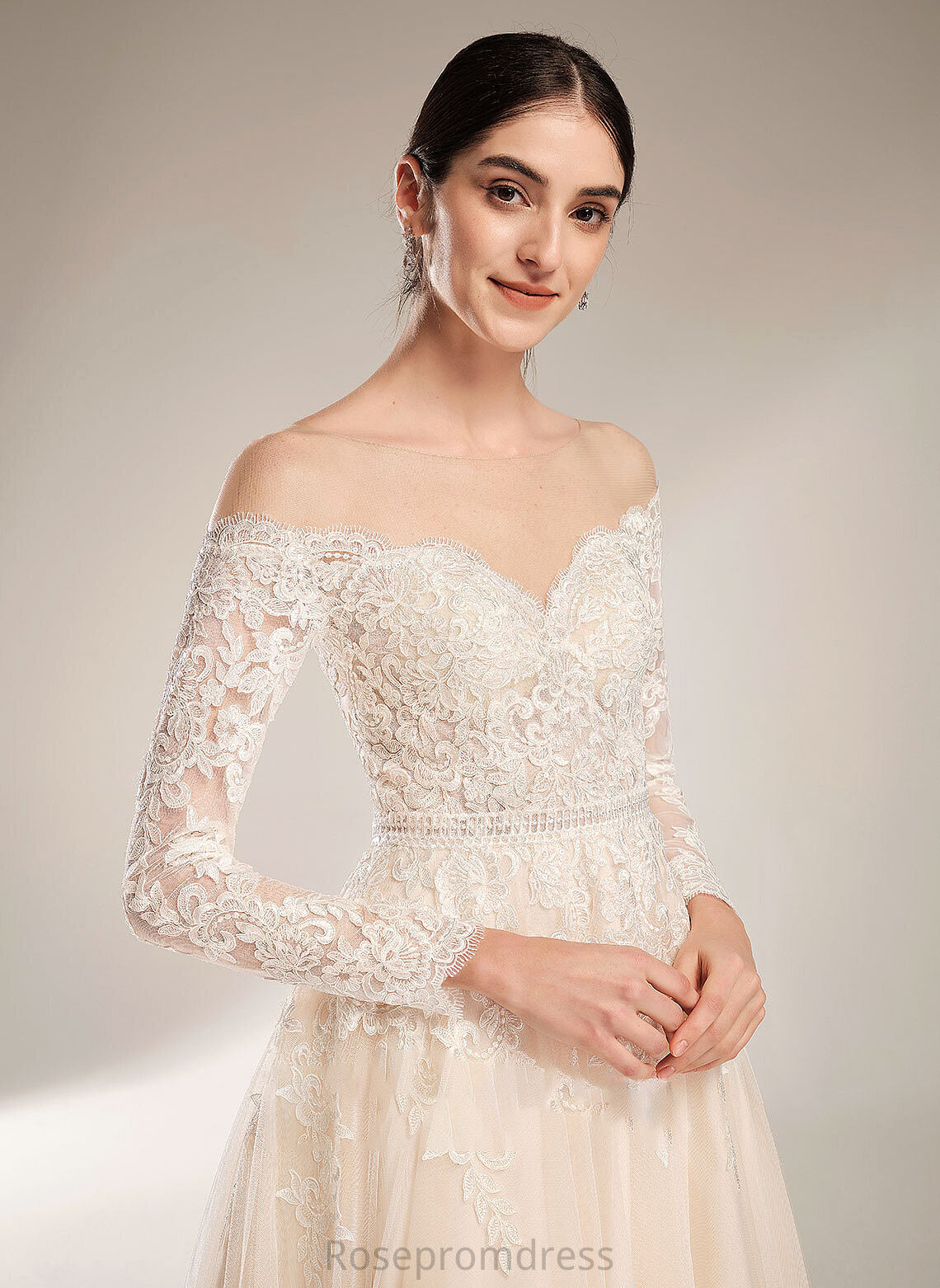 Dress Ball-Gown/Princess Wedding Dresses Raquel Train With Illusion Wedding Sequins Chapel
