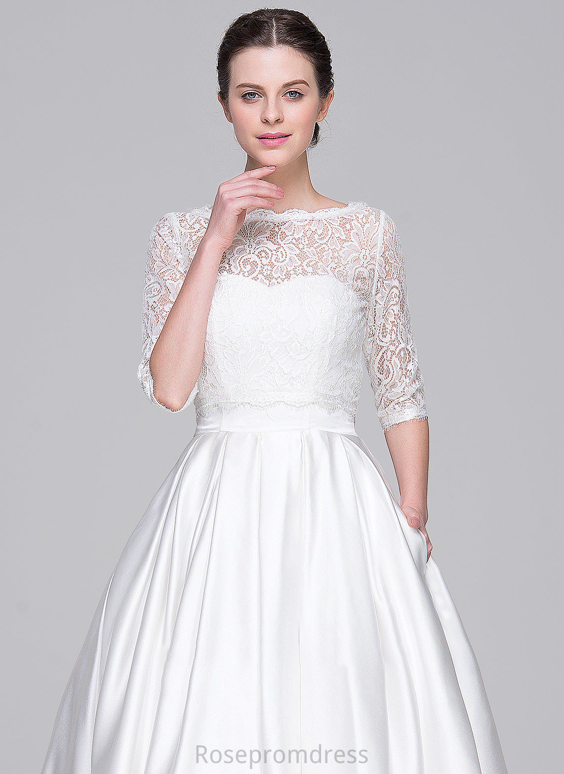 Satin Arely With Wedding Dresses Pockets Ball-Gown/Princess Sweetheart Dress Wedding Tea-Length