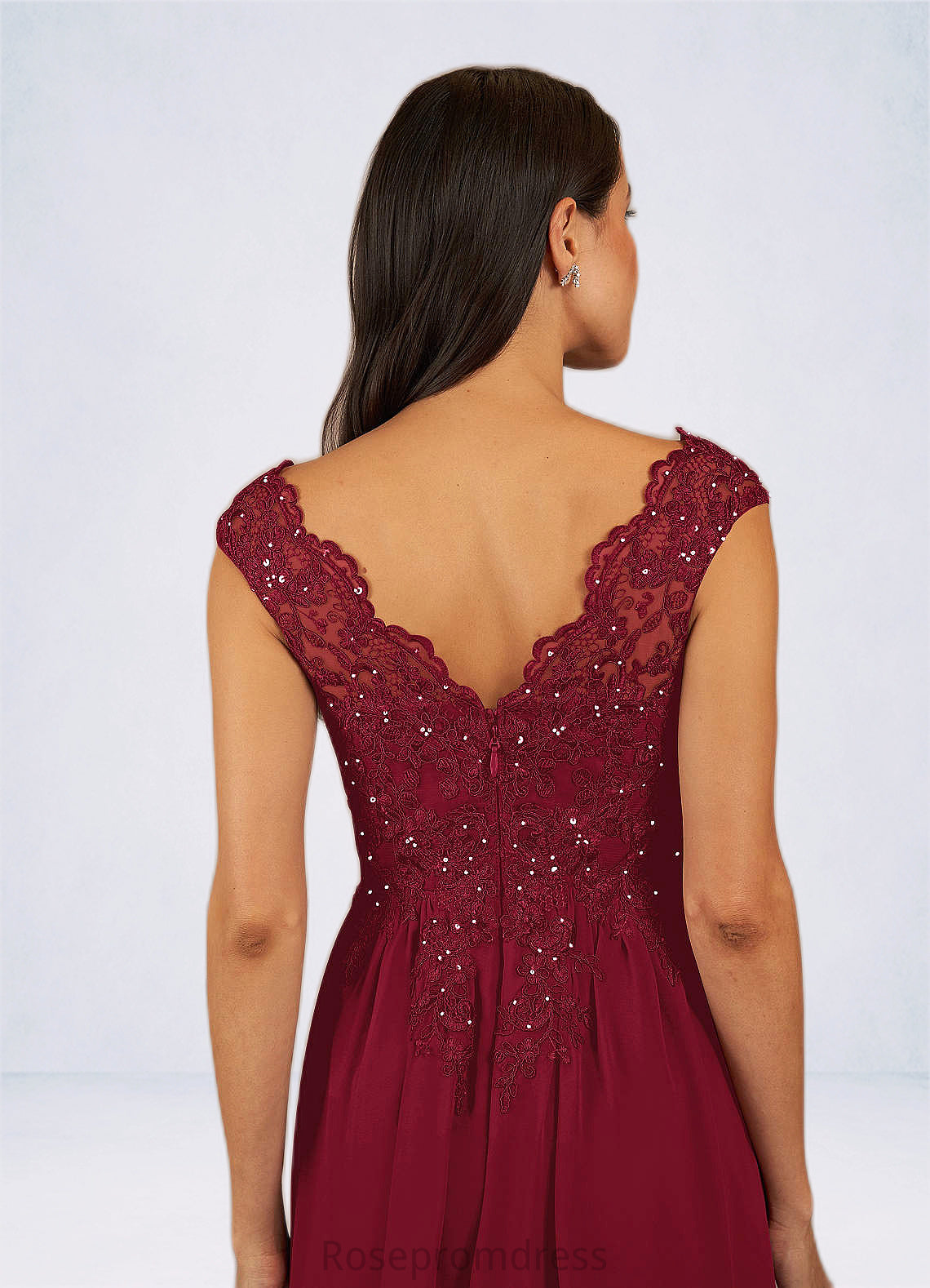 Julia A-Line Sequins Chiffon Floor-Length Dress SRSP0019842