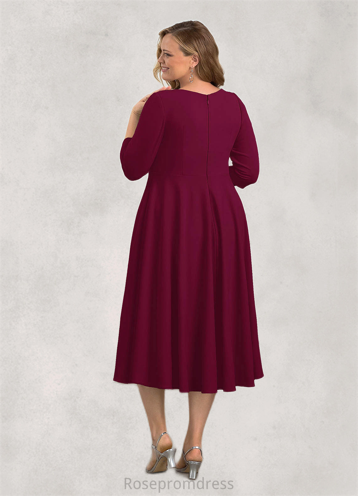 Janiah A-Line Stretch Crepe Tea-Length Dress SRSP0019961