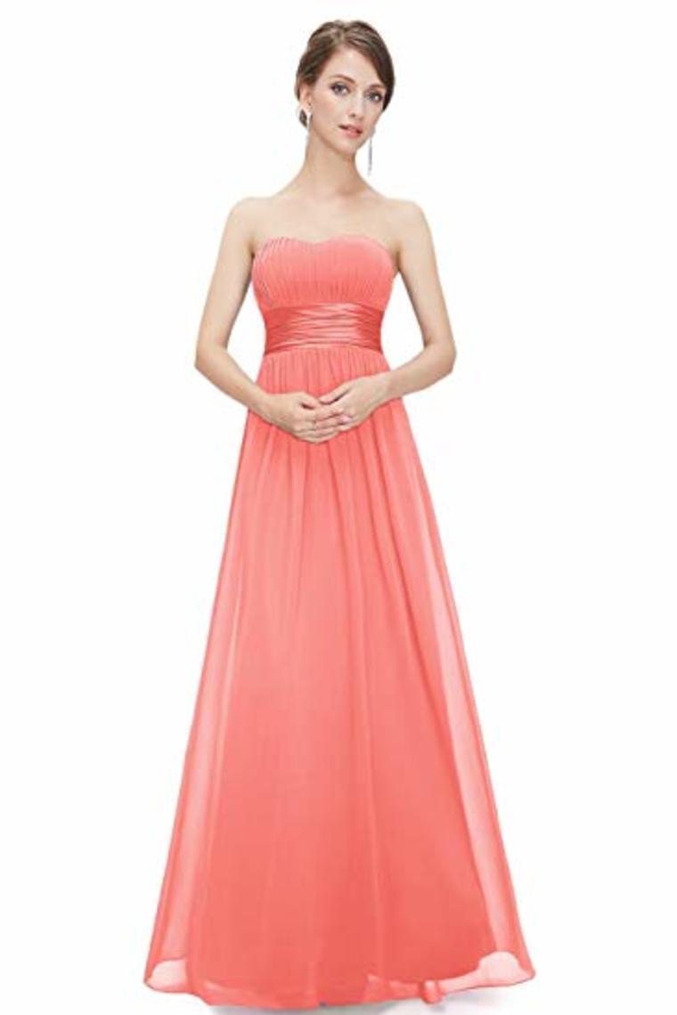 Chiffon Sweetheart Neck A Line Sleeveless Wedding Bridesmaid Long Evening Festive Party Dress