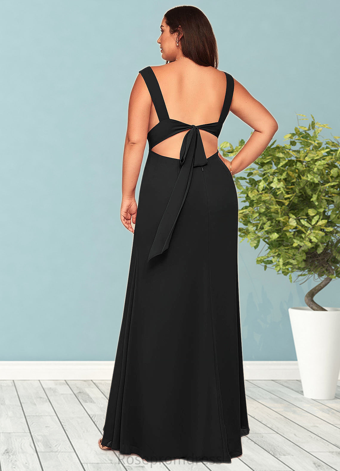 Polly A-Line Pleated Chiffon Floor-Length Dress SRSP0019626