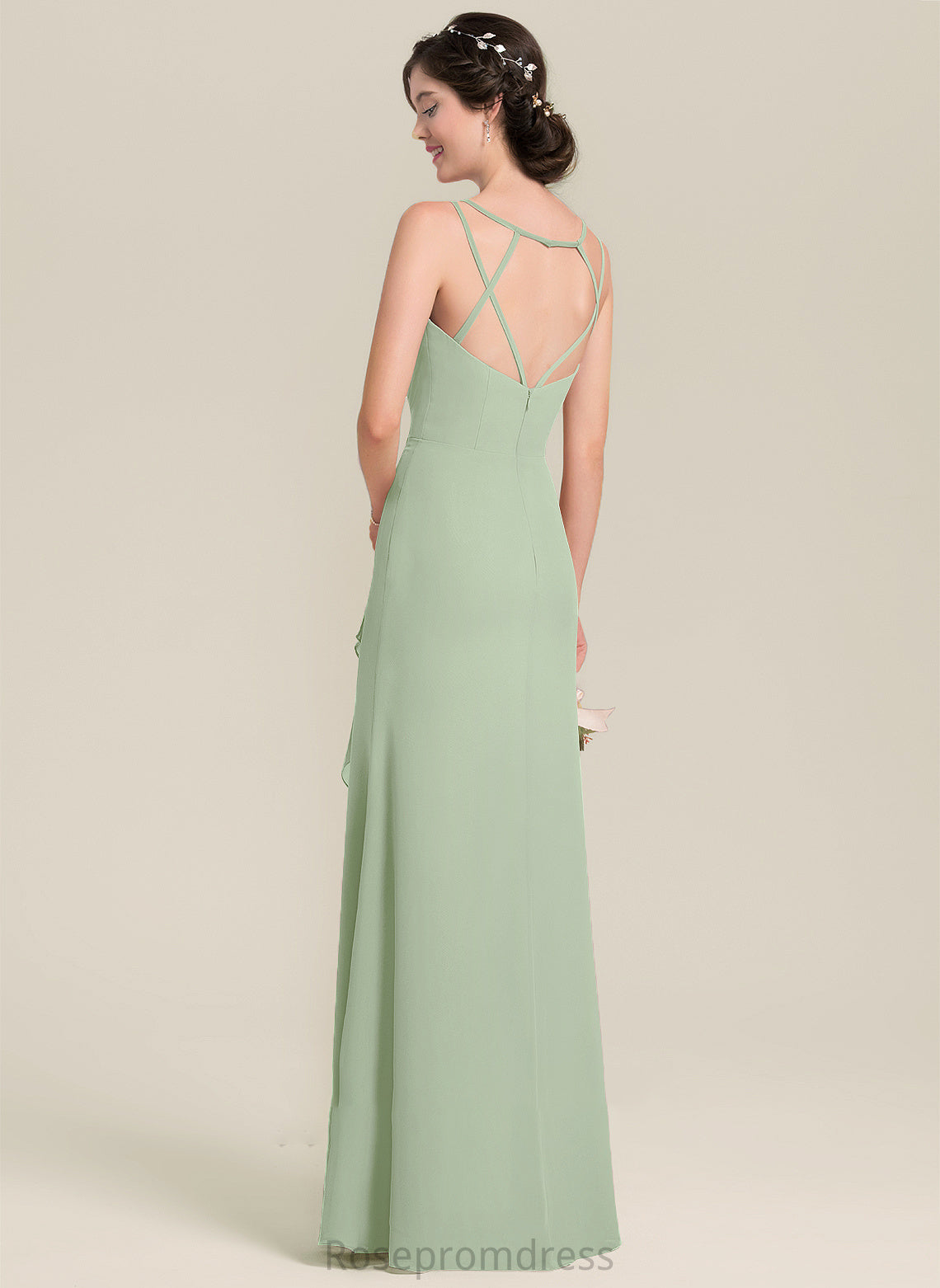 Fabric Floor-Length Length CascadingRuffles A-Line Silhouette Sweetheart Embellishment Neckline Saniyah Bridesmaid Dresses