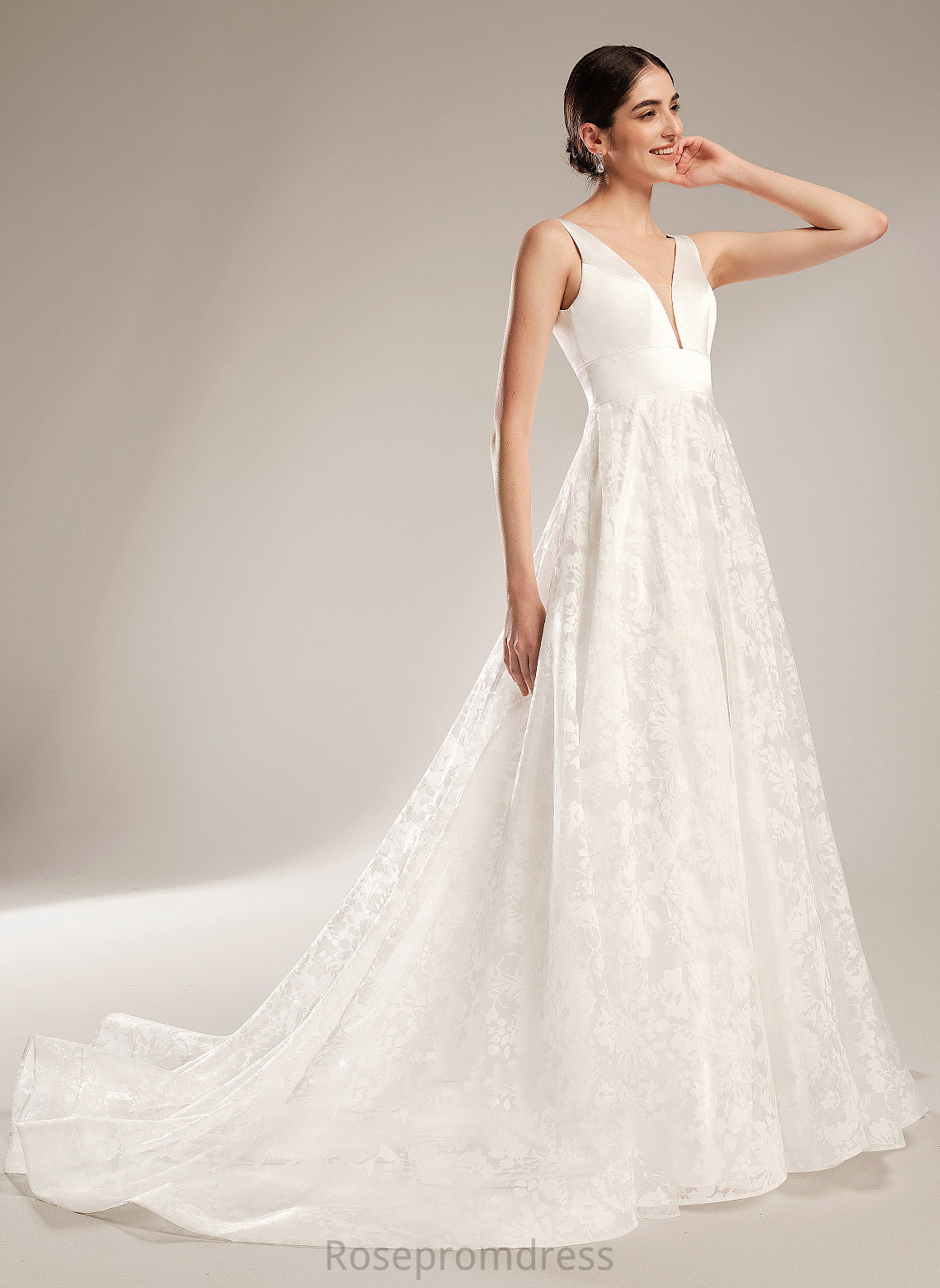Chapel Wedding Dresses V-neck Ball-Gown/Princess Train Dress Aiyana Wedding