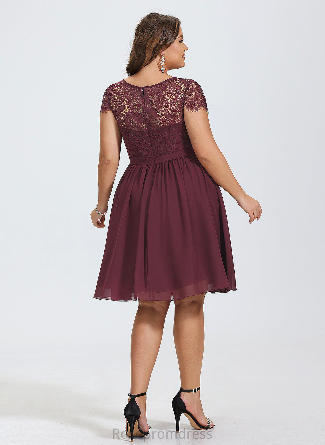 Length Scoop A-line Fabric Neckline Straps&Sleeves Silhouette Knee-Length Lace Noemi A-Line/Princess Straps Bridesmaid Dresses