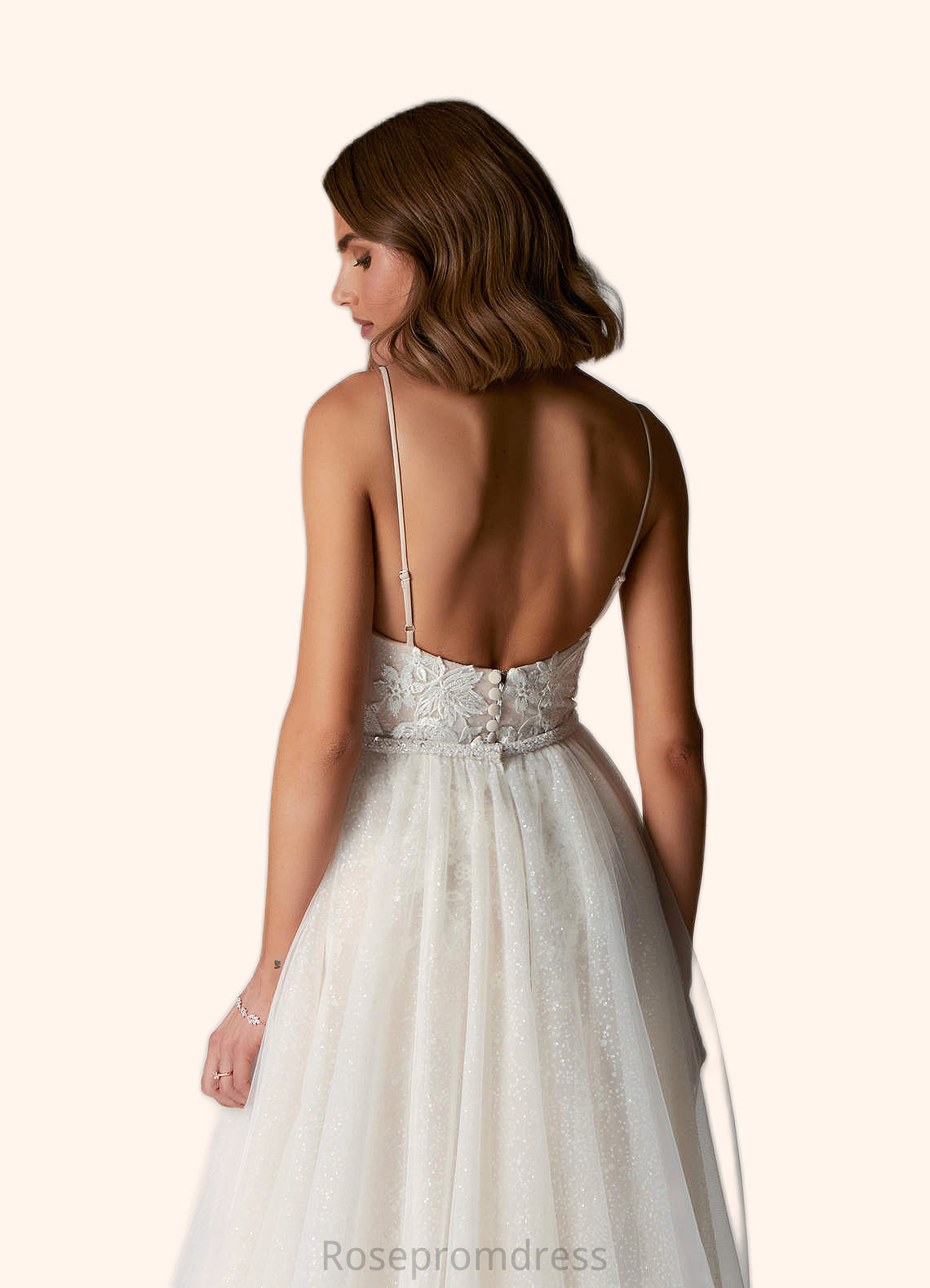 Lily A-Line Sequins Lace Chapel Train Dress SRSP0020082