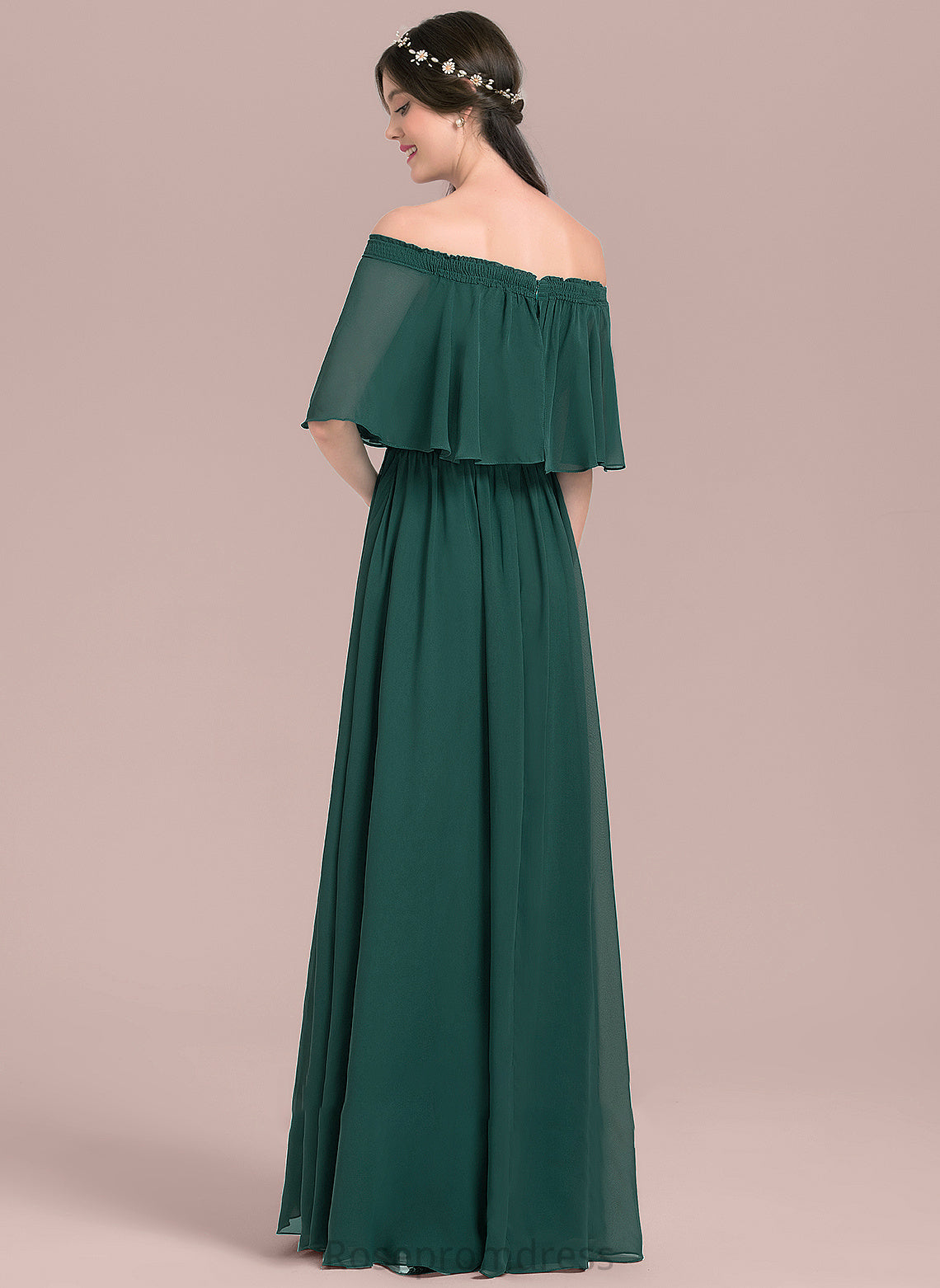 Fabric Silhouette Length Neckline Embellishment Off-the-Shoulder SplitFront A-Line Floor-Length Haley High Low Natural Waist Bridesmaid Dresses