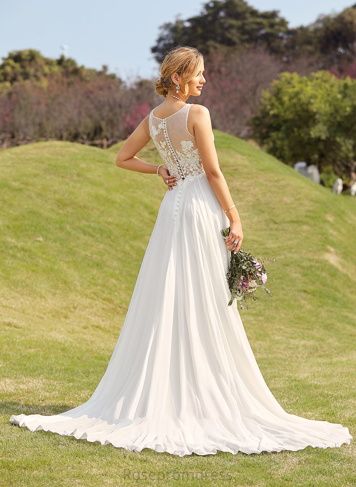 Guadalupe With V-neck Beading Sequins Court Train Dress A-Line Wedding Dresses Wedding