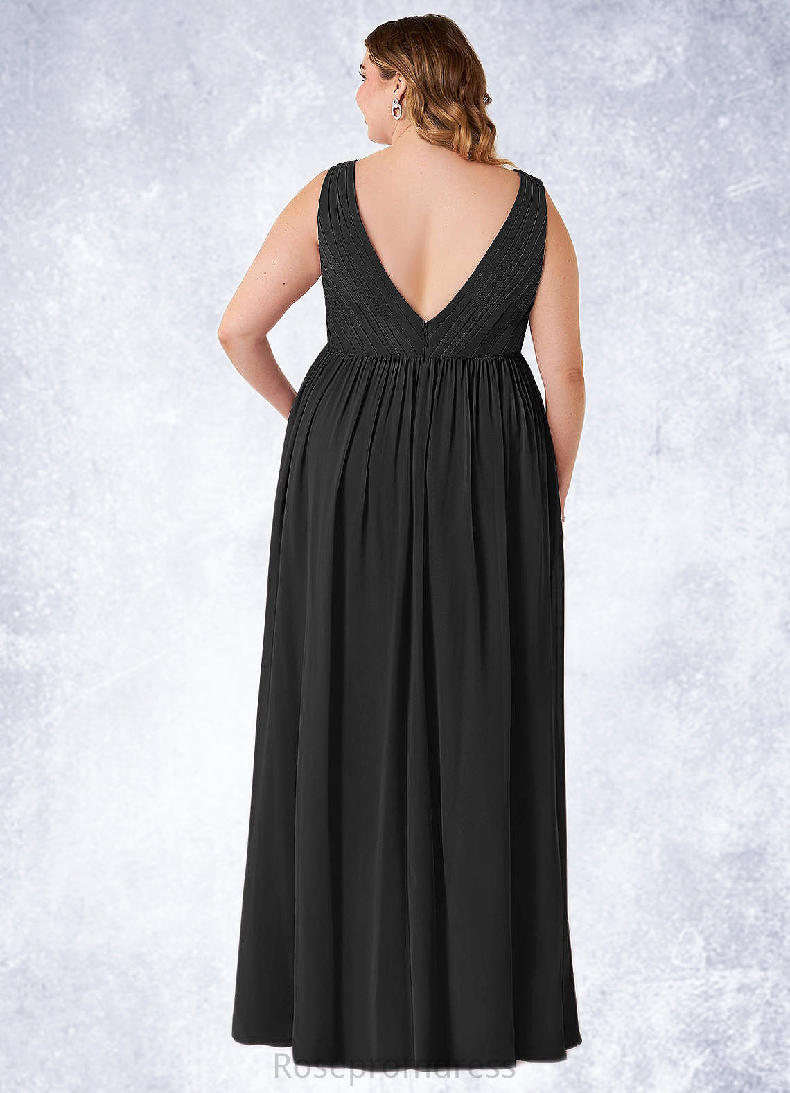 Libby A-Line Pleated Chiffon Floor-Length Dress SRSP0019618